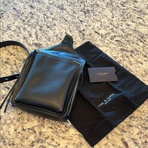 Rag and Bone Elliot Sling Bag Black Leather Crossbody